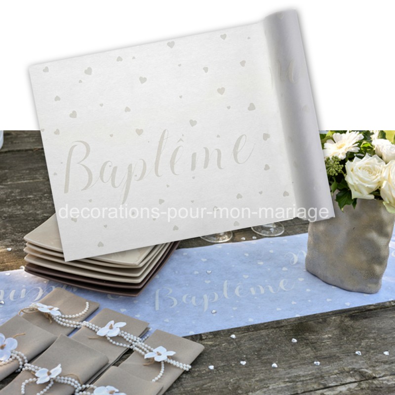 Chemin De Table Bapteme Blanc