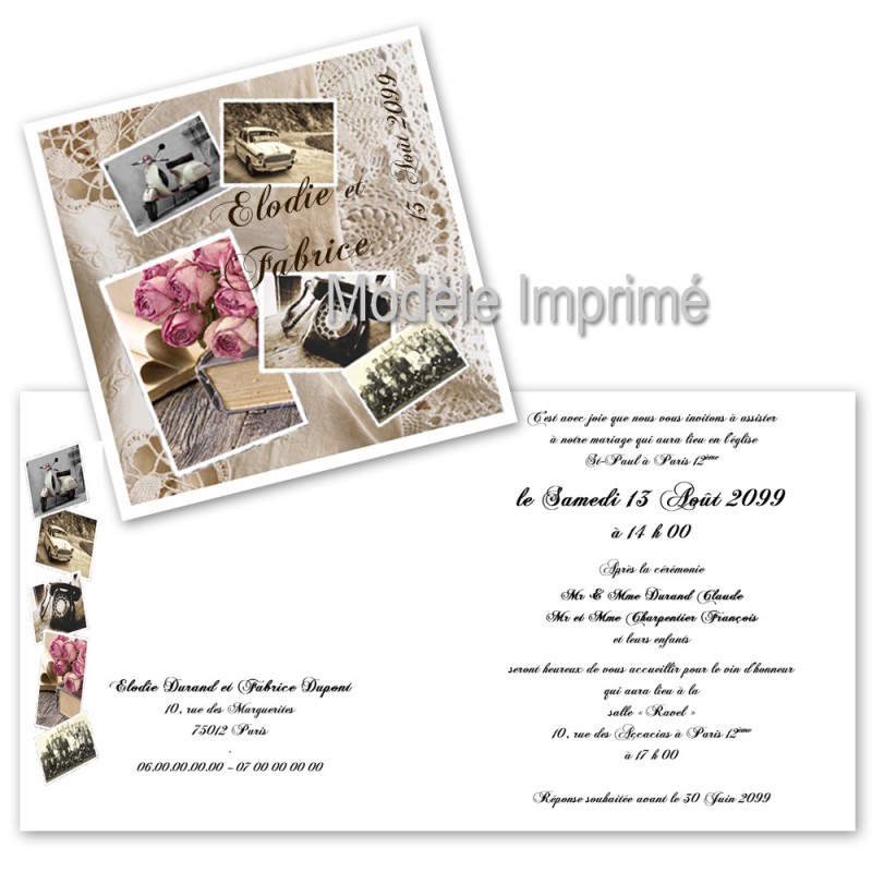 Faire Part Mariage Mots D Enfant Beige Mariage Carre Double