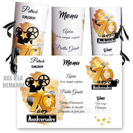 Menu cylindre anniversaire projecteur