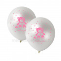 10 ballons baptême rose