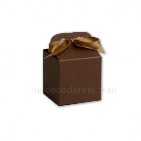 Boîte dragées cube marron