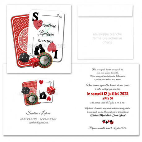 faire-part de mariage thème casino