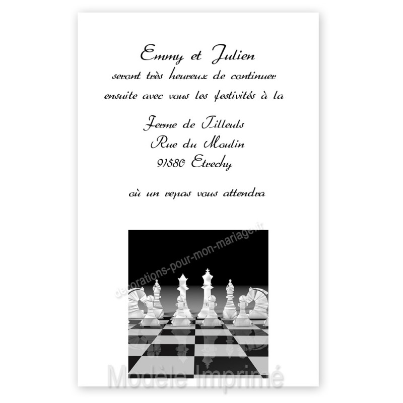 Carton D Invitation Repas Theme Des Echecs