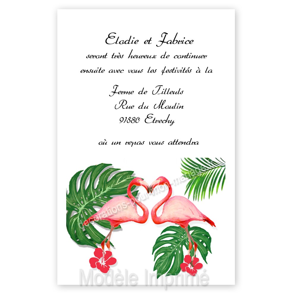 Carton D Invitation Mariage Flamant Rose