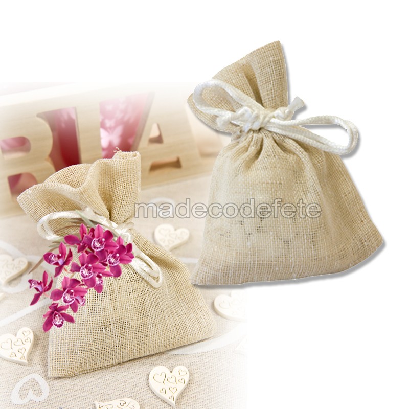 Download Sachet Dragees Toile Pastel Naturel Par Lot De 4