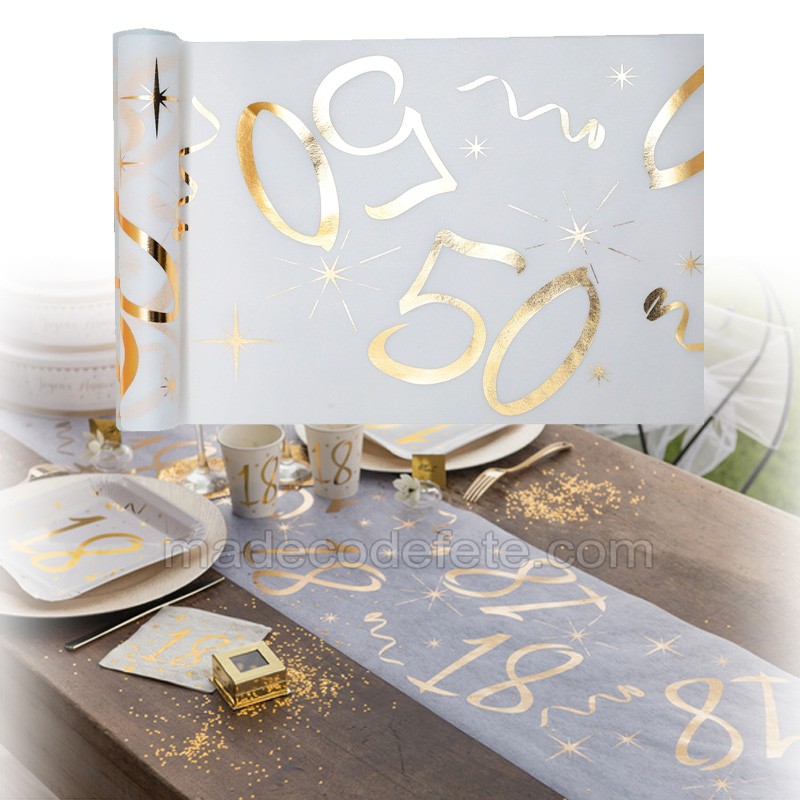 Chemin De Table Or Anniversaire 50 Ans