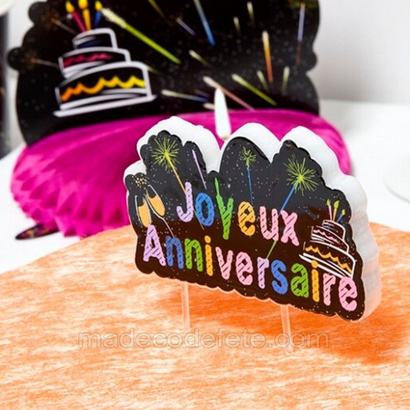 Bougie Plaque Chic Joyeux Anniversaire