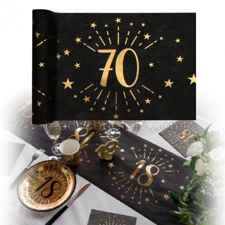 Chemin De Table Anniversaire 70 Ans Noir Et Or