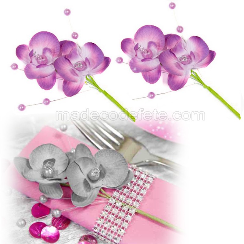 Fleurs D Orchidee Par 6 Prune Ou Violette